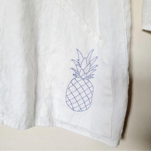 Reformation Martina White Pineapple Linen Tunic Size Small - Picture 5 of 7